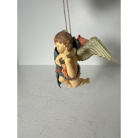 Vintage Handcrafted Angel Cherub Ornament With Guitar & Wings - Picture 5 of 7